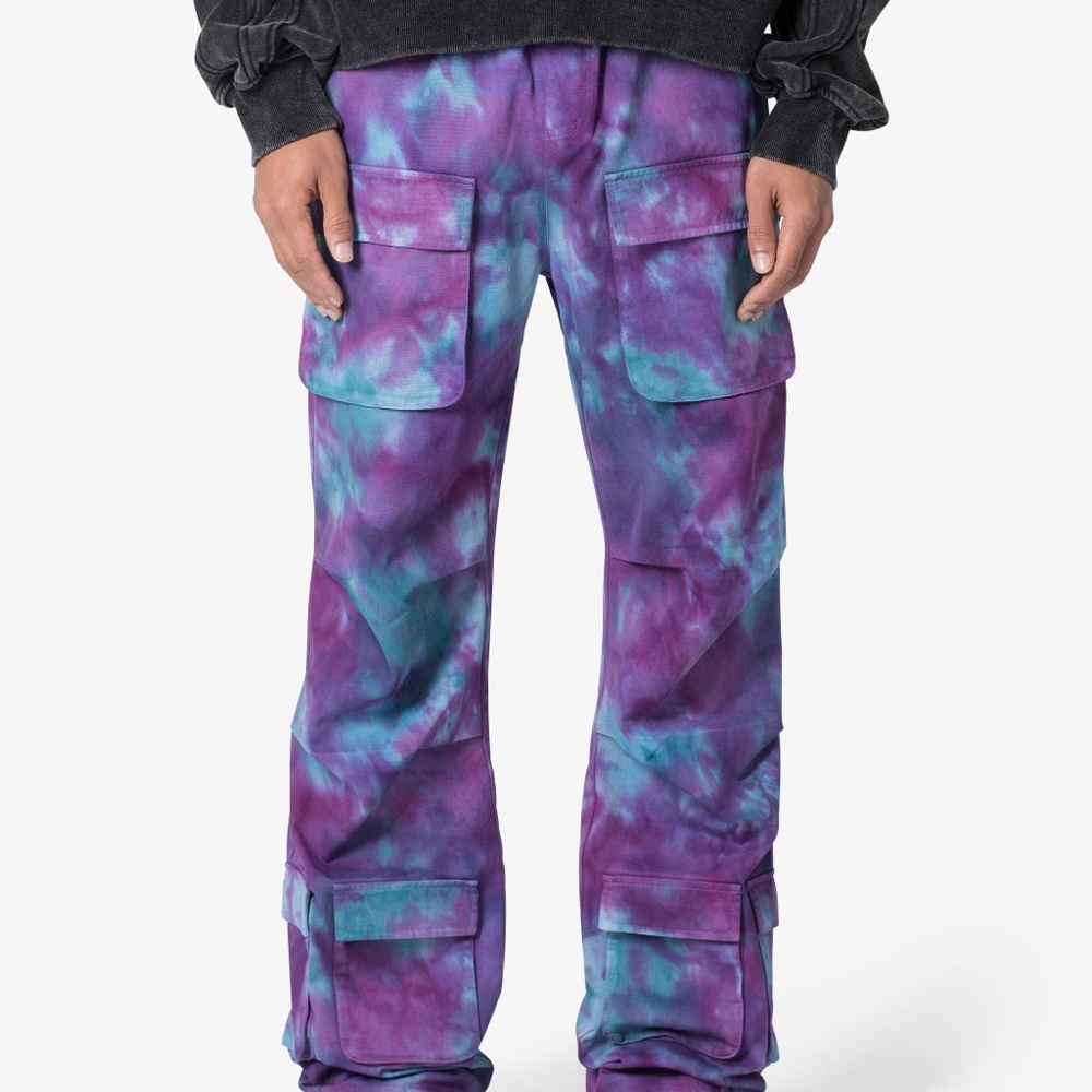 mnml Tie Dyed Cargo Pants - Purple/Pink Size LPurple/Pink / L